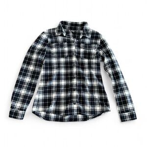 Eddie Bauer Black and White Plaid Fleece Flannel XS
